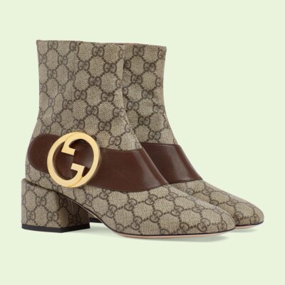 NWB Gucci GG Supreme Blondie Chuck Heel Side Zip Boots Booties EU