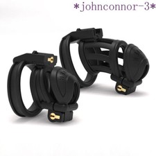 Male Chastity Device Double-Lock Cage Cuspid Teeth Men Locking Belt with 3 Rings