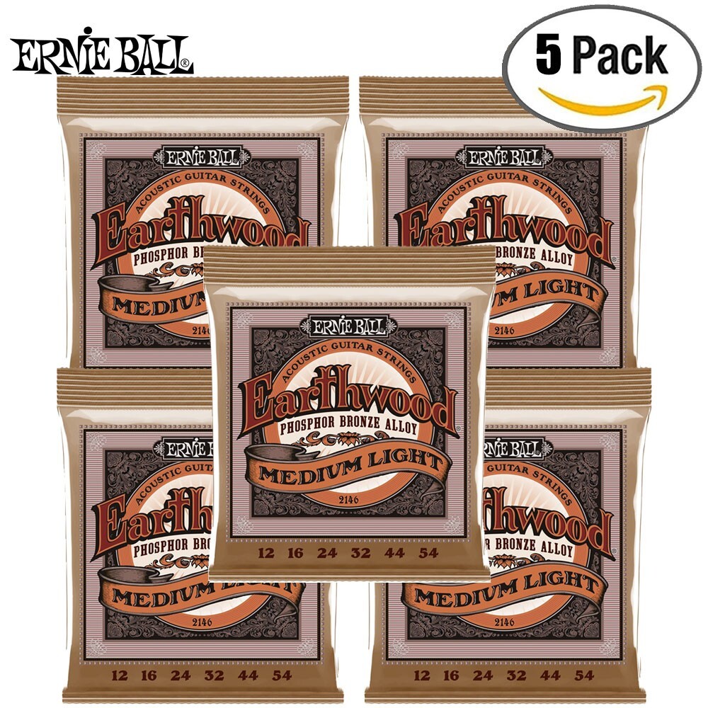 12-Pack Ernie Ball 2002 Earthwood 80/20 Bronze Acoustic Guitar Strings (13-56