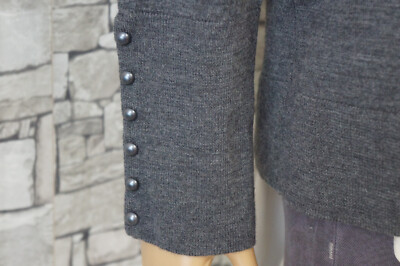 TALBOTS DAMEN REINE WOLLE FEST PARTY PULLOVER STRICK OBERTEIL KNÖPFCHEN GRAU XL