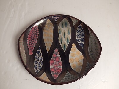 Vintage Ingrid Atterberg Mimosa Earthenware Plate Upsala Ekeby Sweden 1952-1954