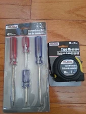 Tool Screwdriver Set-4 pack-2 Phillips, 2 Flat head combo with Tape Measure-New!