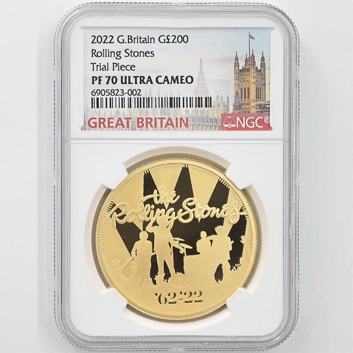 2022 Great Britain Rolling Stones £200 Gold Proof Coin NGC PF 70 UC Trial Piece!