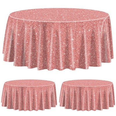 3 Pack Rose Gold Tischdecken für Runden Tisch, 220x220cm Rose Gold Pailletten...