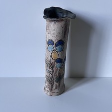 Irish Tullylish Studio Pottery Floral Flower Vase 20cm N.Ireland 