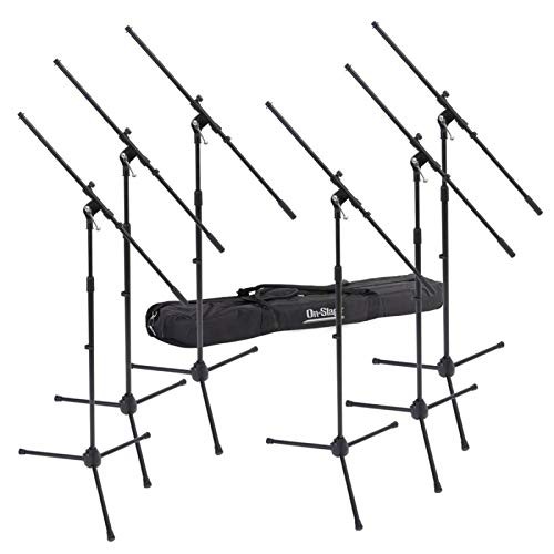 On-Stage MSP7706 Euro Boom 6 Mic Stands w/Travel Bag (For  Assorted Sizes 
