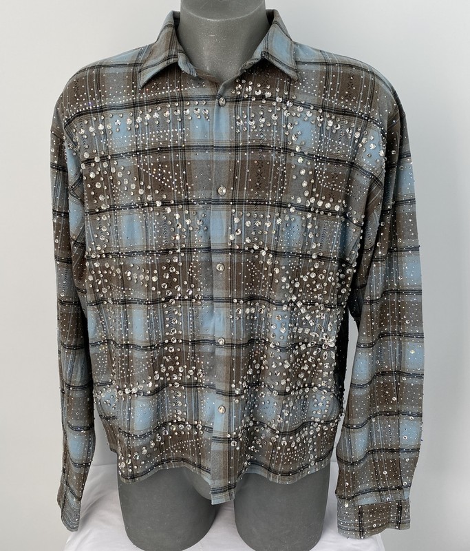Vale Forever Mens Shirt Blue/Gray Size XXL Ocean Flannel Long Sleeve Button Up