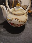 Vintage hand painted porcelain miniature Teapot iridescent floral w/ gold accent — photo 8