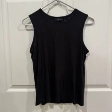 Theory Black Tank Top Sleeveless Tee Shirt Basic Casual Minimalist Essential