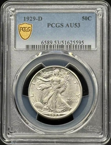 1929 D Walking Liberty Half Dollar PCGS AU-53 - Picture 1 of 3