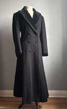 VINTAGE Wool Princess COAT 14 long cashmere velvet collar fitflare duster trench