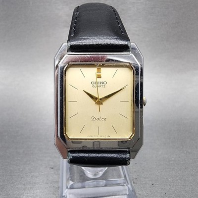 Seiko Dolce Tank Watch Men 26mm Champagne Dial Silver Tone 7731