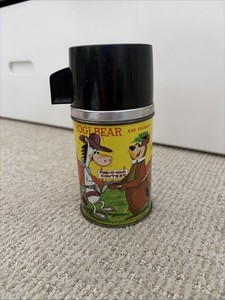 1961 Yogi Bear Huckleberry Hound Aladdin Thermos Vintage Hanna Barbera Cartoon