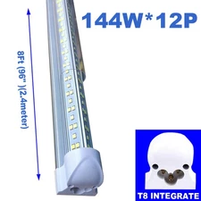 12-25 Pack 8 FT LED Tube Light Bulb 144W LED Shop Light Fixture 6500K Daylight 