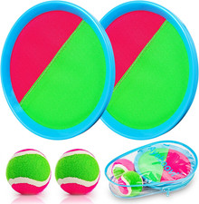Toss Catch Ball Game Set - Outdoor Indoor, 2 Paddles, 2 Sticky Balls