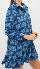 NWT New Tuckernuck Trellis Vine Blue Crepe Callahan Shirt Dress Pockets Sz XXL