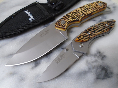 Uncle Henry 2 Pc Knives Set Full Tang Fixed Blade Clip Pocket Knife Folder New