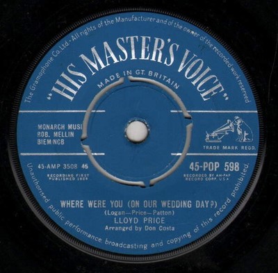 Lloyd Price - Where Were You (On Our Wedding Day?) (VINYL)