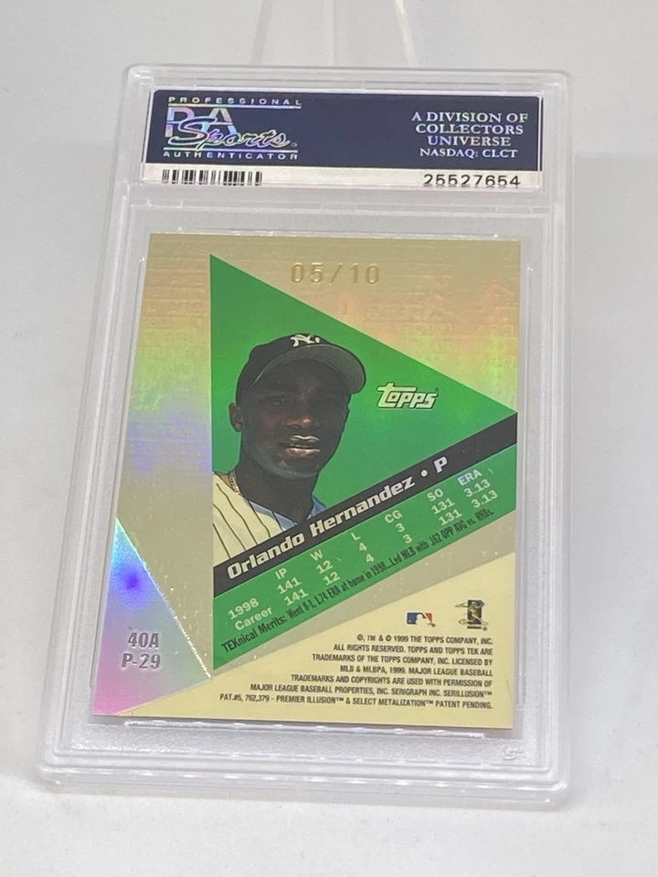 1999 Topps Tek Orlando Hernandez GOLD  /10 NY YANKEES PSA 9 MINT POP 2 - Image 4 of 4