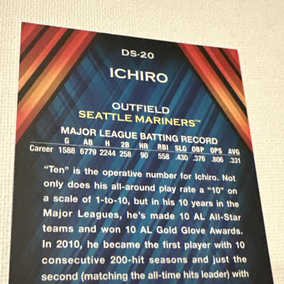 2011 Topps ICHIRO Diamond Stars #DS20 Seattle Mariners 2025 Hall of Fame HOF - Image 3 of 4