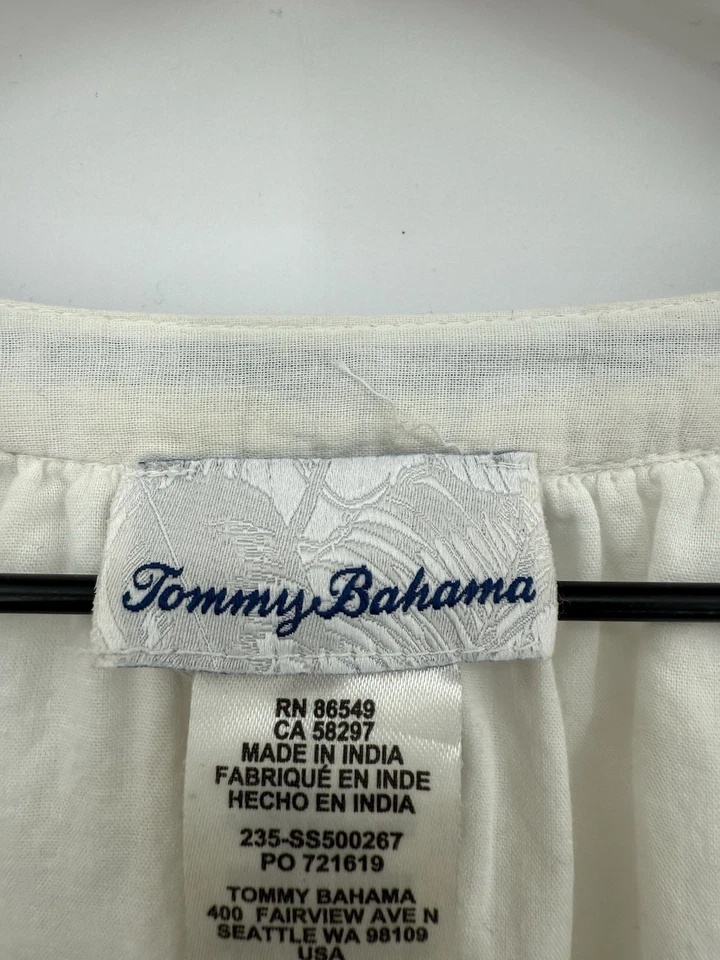 Vestido Tommy Bahama Mujer Pequeño Blanco Bordado Playa Vacation Resort Foto 2 de 4