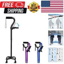 Adjustable Walking Cane for Men  Women with 4-Pronged Base for Extra Stabili...