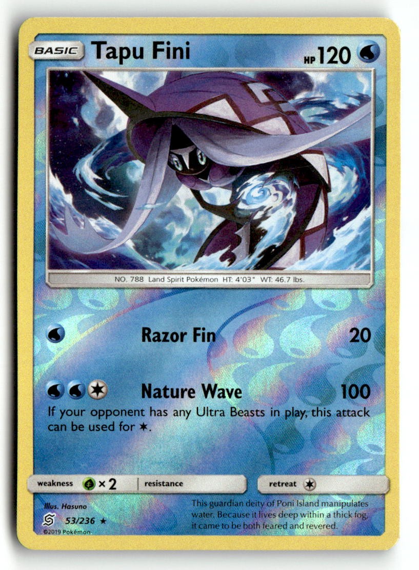 Tapu Fini 53/236 Rare Unified Minds Pokemon Reverse Holo Lightly Played