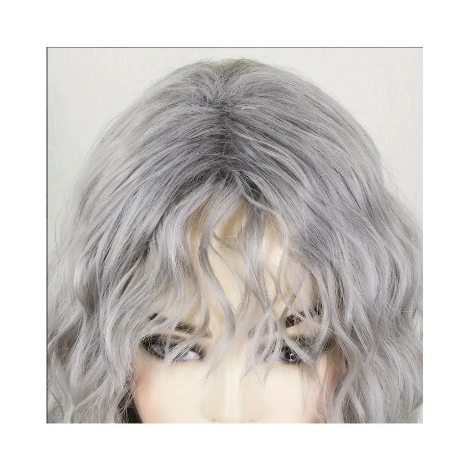 Кудрявый парик с челкой для женщин длинные водяные парики с челкой серый - Изображение 4 из 4
