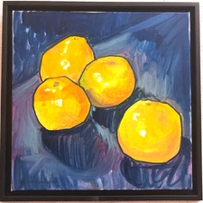 Framed Cubism Still Life 12”x12” Canvas Oil Painting Original