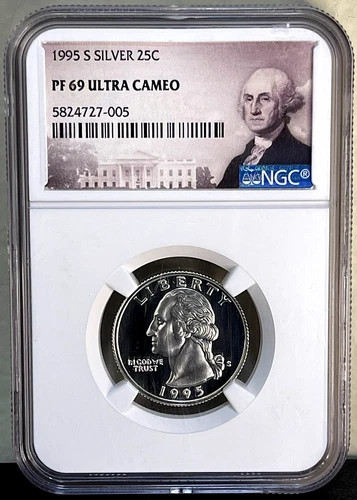 1995 S SILVER Washington Quarter NGC PF 69 Ultra Cameo-Washington Label!