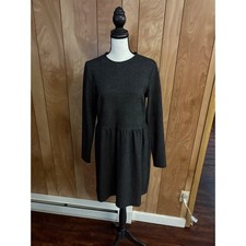 Loft Womens Grey Glen Plaid Long Sleeve Button Back Mini Dress Size M
