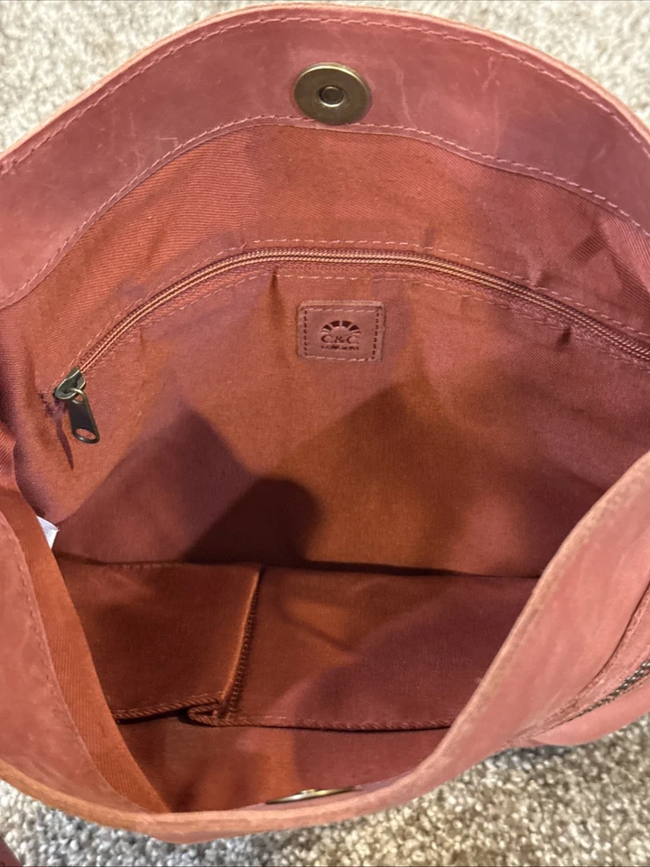 Bolso Bandolera C&C CALIFORNIA Rojo Cuero Genuino Correa Bolsillos Años 90 Foto 4 de 4