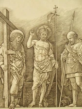 A. Durand after Mantegna antique original copper etching 'Risen Christ' 1800’s