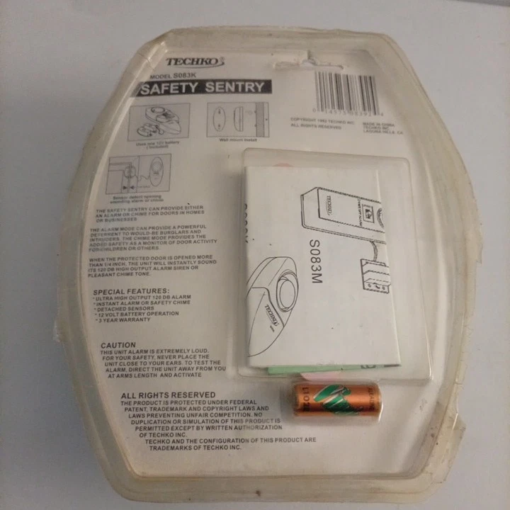 New Vintage TechKo S083K Home Security Door Window Entry 120db Alarm - Image 3 of 4