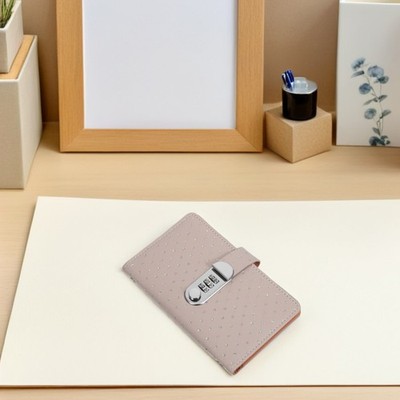Beige Rhinestone PU Password Lock Budget Planner Book for Cash Saving Challenge