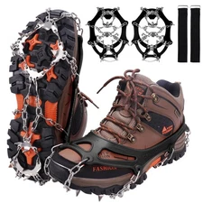 WIN.MAX Crampons 19 Spikes Ice Snow Grips Traction Cleats for Boots Shoes
