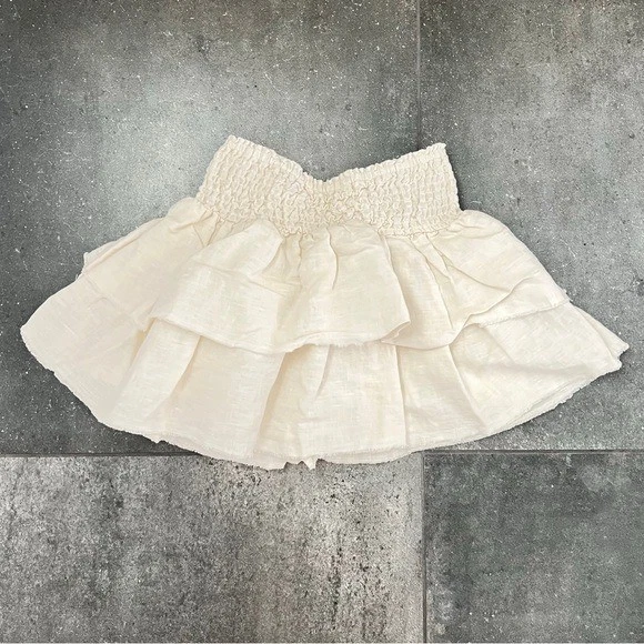 Falda corta bailarina crema 100 % lino con volantes en capas Zara niños 13 14 Foto 2 de 4
