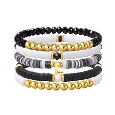 Initial Bracelet for Women Personalized Clay Beaded Bracelets Dainty Letter G...