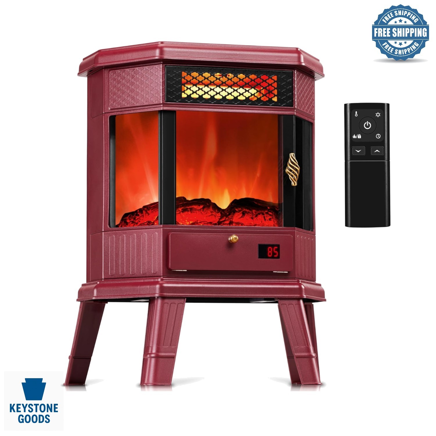 22-inch Infrared Electric Fireplace with 3D Flame & Remote