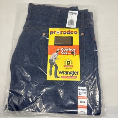 Wrangler Cowboy Cut 13MWZ 38x32 Indigo Rigid Denim Jeans Western Workwear Rodeo