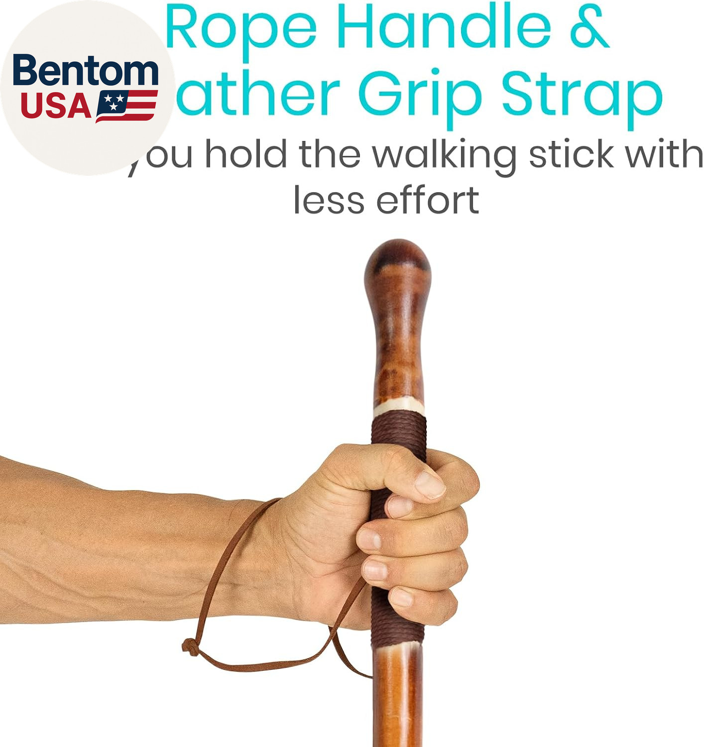 Wooden Walking Stick - Willow Cane for Seniors Hiking & Balance - Heavy Duty Car