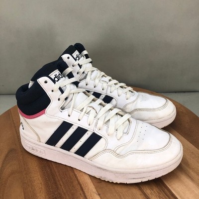 Adidas Hoops 2.0 Mid White Navy Pink Womens High Top Basketball Sneakers Size 9