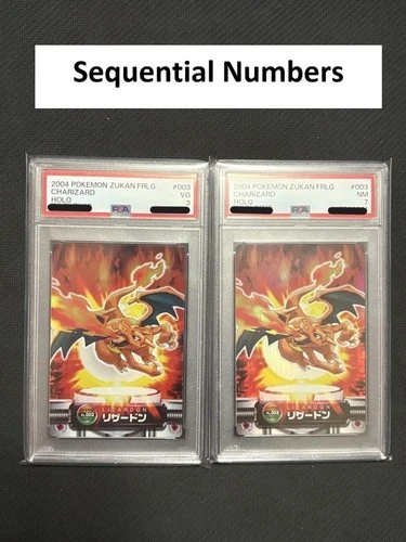 SEQ PSA 3 & 7 Charizard Pokemon Zukan #003 HOLO 2004 Sequential Numbers Japan
