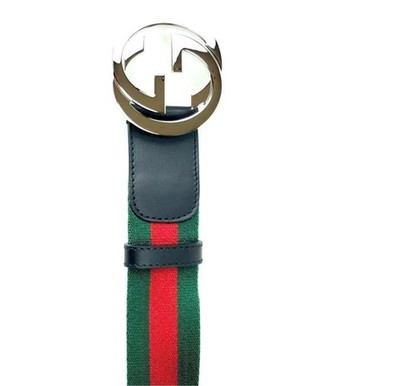 Gucci Belt Web Line Size 90 G Buckle Green | eBay