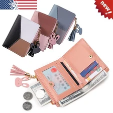 Women Small Leather Wallet Credit Card Holder Mini Bifold Purse Coin Zip Pocket