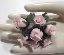 Sweet VTG Small Light Pink Roses Millinery Flowers Stems Cluster Bouquet Spray