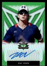 Zac Veen 2020 Leaf Valiant #PA-ZV1 Portrait Autographs Green #28/99
