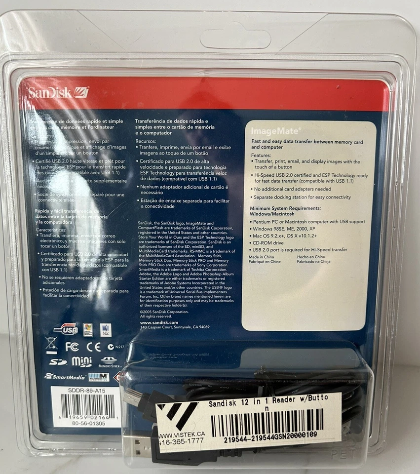 SanDisk ImageMate USB 2.0 12-in-1 Card Reader/Writer Model SDDR-89-A15 NEW - Image 4 of 4