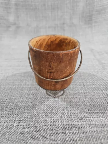 Vintage small wooden handmade bucket