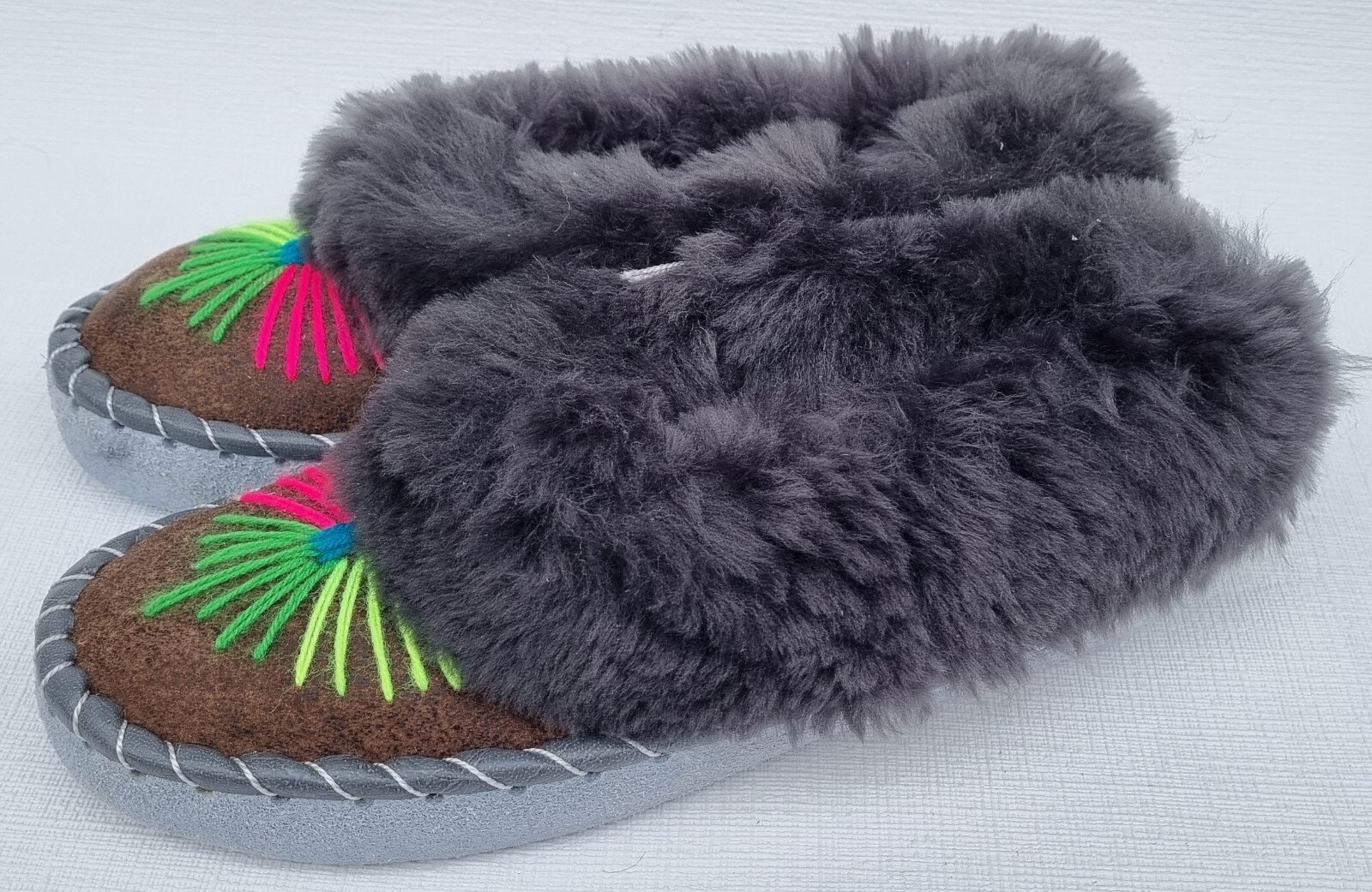 APL PELLICCIA DI AGNELLO PANTOFOLE CALDE taglia 38 NUOVE pelle di pecora pelle fatte a mano ogni paio uniche